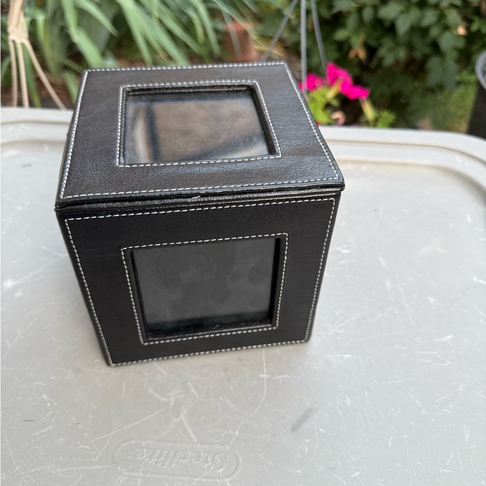 Black Leather picture frame memory Box